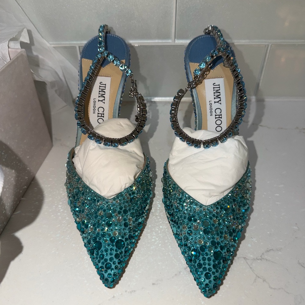 Jimmy Choo Women's Saeda 100 Embellished Pointed Toe Pumps